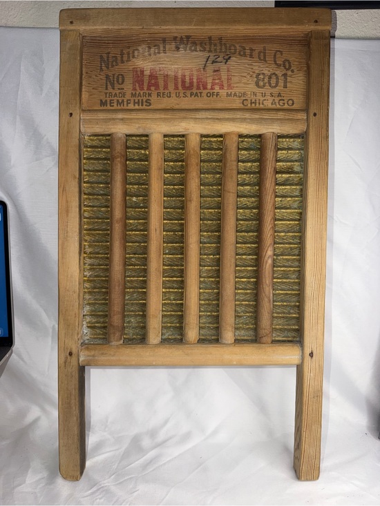 Other - Vintage National Washboard Co. No. 801 "The Brass King" Wood & Brass Washboard